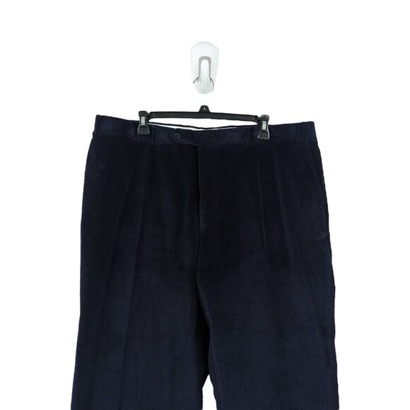 Canali Men 38 Stretch Trousers Navy Blue Velvet Corduroy Straight Leg Mid Rise - Picture 3 of 8